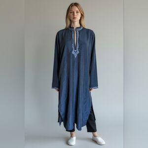 Navy Blue Embroidered Tunic